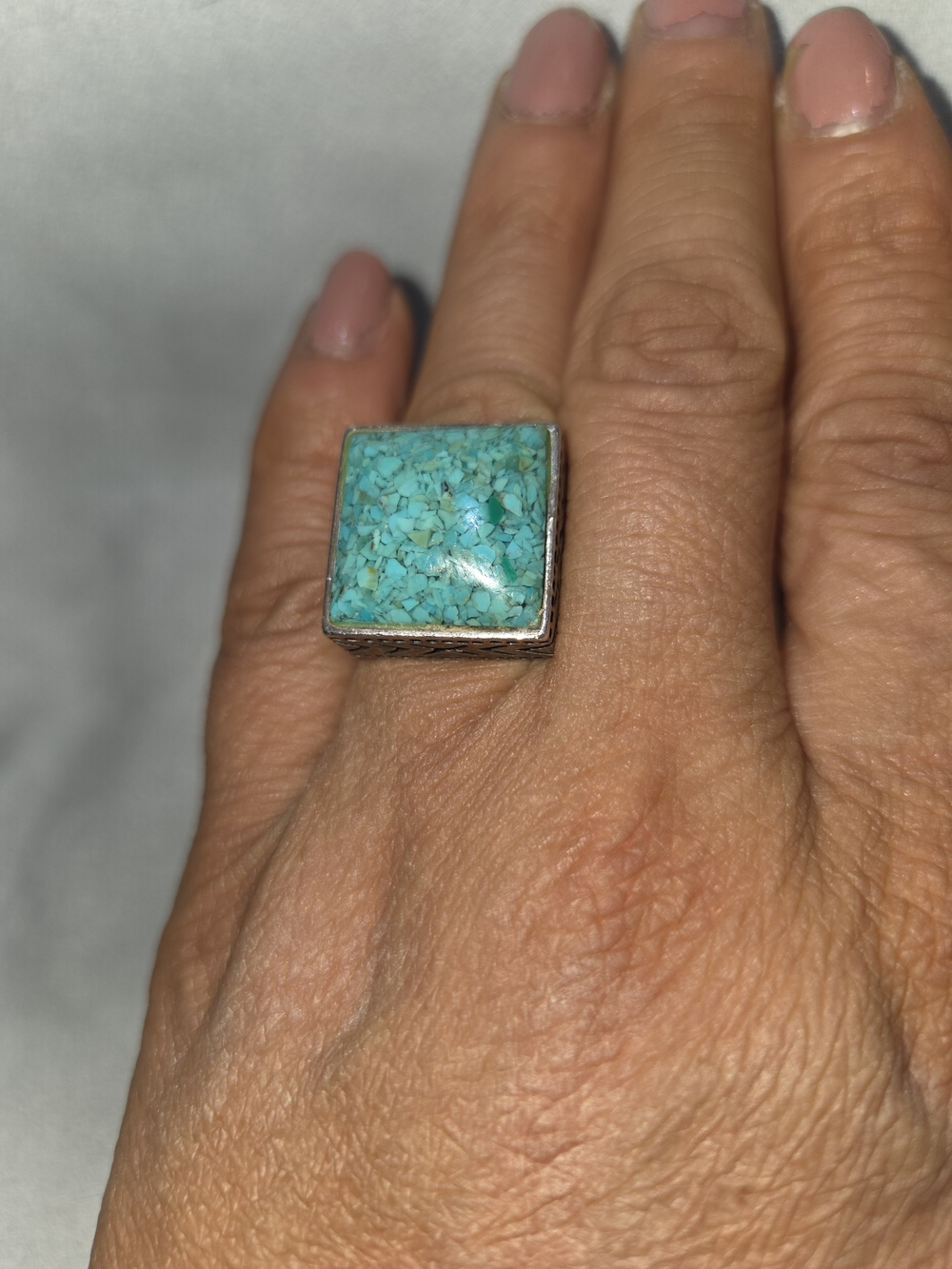 Silpada Vintage Turquoise Mosaic Sterling Silver 925 Statement Ring - Turquoise - Picture 12 of 12